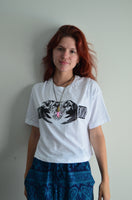 White 3-Headed Raven Crop Top-Grim Garden
