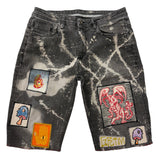 "Last Match" Patchwork Shorts