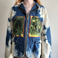 "ZombieGirl" Bleached/Dyed Denim Jacket (Size Small)-Grim Garden