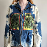 "ZombieGirl" Bleached/Dyed Denim Jacket (Size Small)-Grim Garden