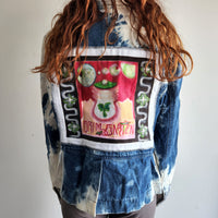 "ZombieGirl" Bleached/Dyed Denim Jacket (Size Small)-Grim Garden
