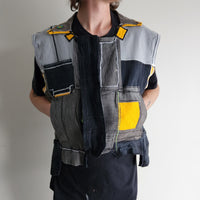 "Respawn" Handmade Denim Battle Vest with-Grim Garden