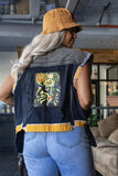 "Respawn" Handmade Denim Battle Vest with-Grim Garden