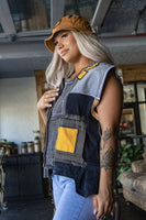 "Respawn" Handmade Denim Battle Vest with-Grim Garden