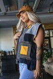 "Respawn" Handmade Denim Battle Vest with-Grim Garden