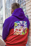 Color Shifted Fungus Abduction Pullover Hoodie Purp over Red 2XL-Grim Garden