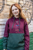 Color Shifted Cryptic Druid Pullover Hoodie Maroon over Green-Grim Garden