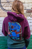 Color Shifted Cryptic Druid Pullover Hoodie Maroon over Green-Grim Garden
