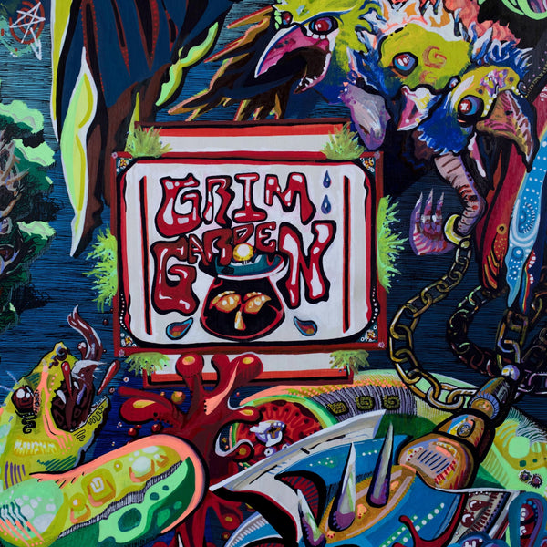 Original Acrylic Painting on Wood Panel - Grim Garden